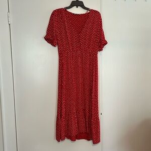 Long red and white dress